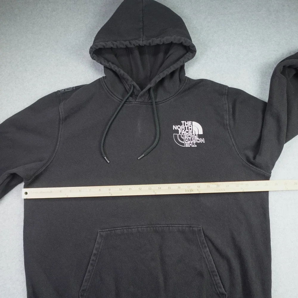 The North Face Hoodie Mens XL Black Logo All Over Print Pullover